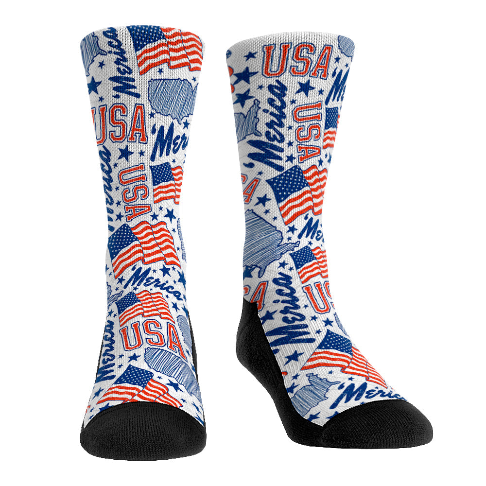 'Merica Sketch Crew Socks