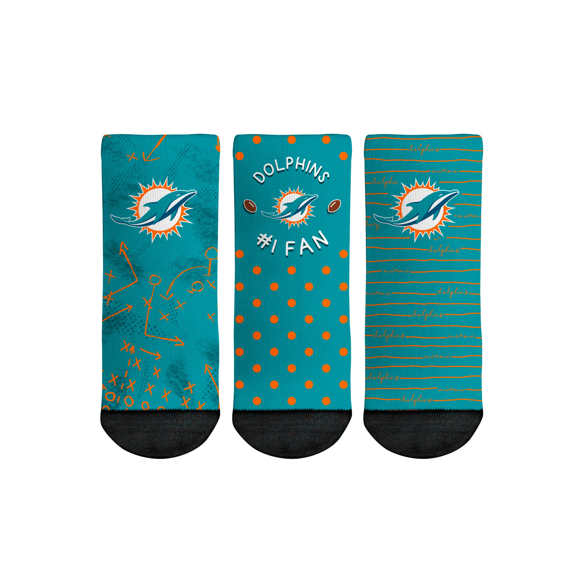 Miami Dolphins - Number 1 Fan 3-Pack (Toddler) Socks