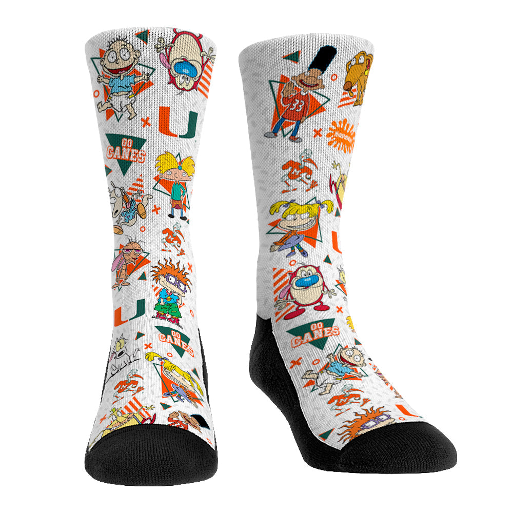 Miami Hurricanes - 90s Nickelodeon Characters All-Over Crew Socks