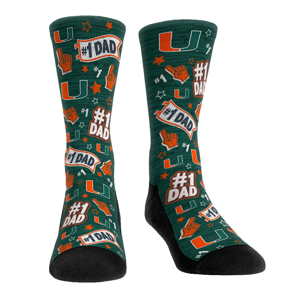 Miami Hurricanes - #1 Dad Crew Socks