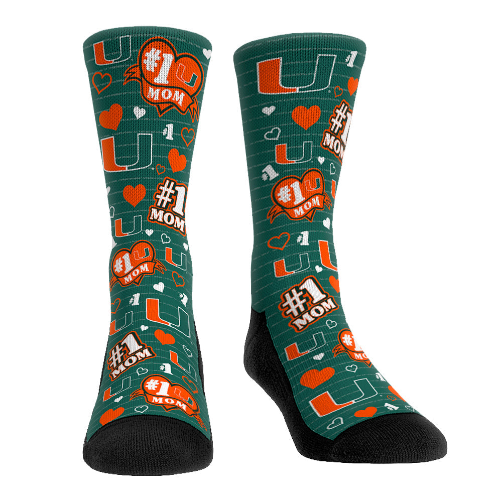 Miami Hurricanes - #1 Mom Crew Socks
