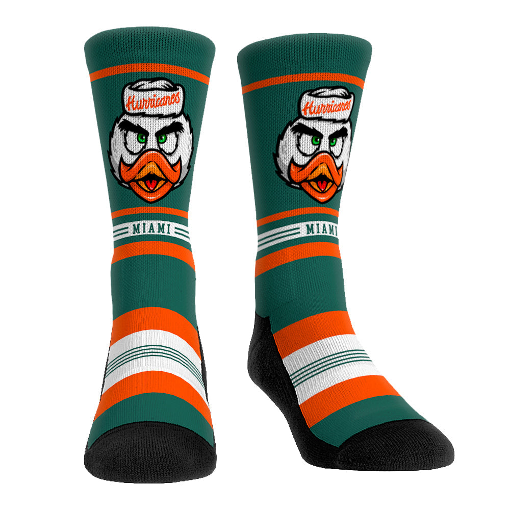 Miami Hurricanes - Game Face Mascot Crew Socks