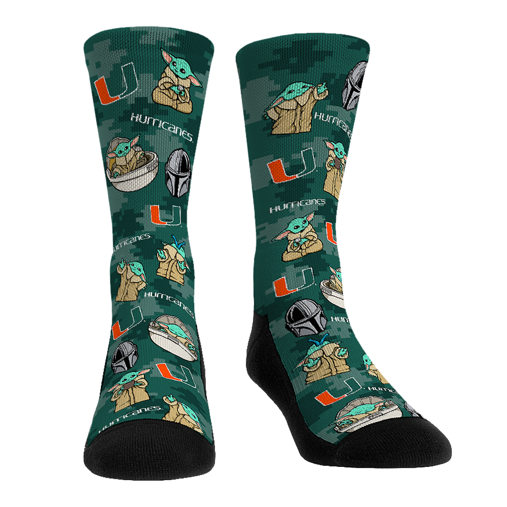 Miami Hurricanes - Star Wars - Grogu All-Over Crew Socks