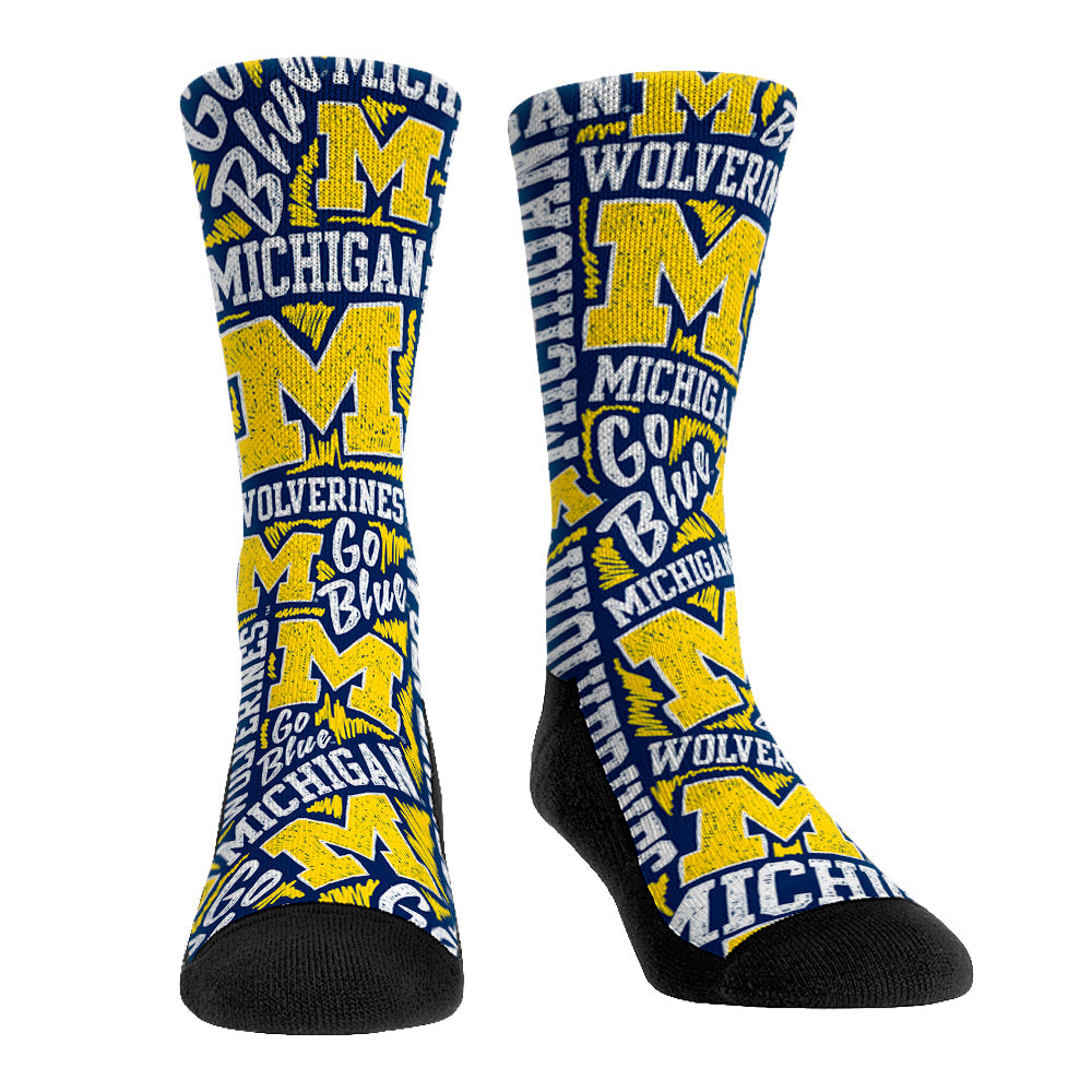 Michigan Wolverines - Logo Sketch Crew Socks