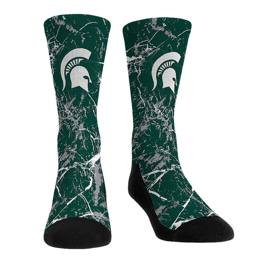 Michigan State Spartans - Cracked Marble Crew Socks