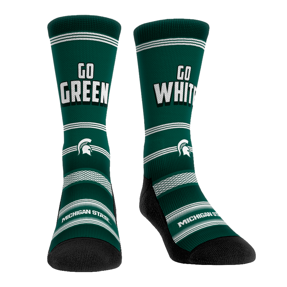 Michigan State Spartans - Go Green! Go White! Crew Socks