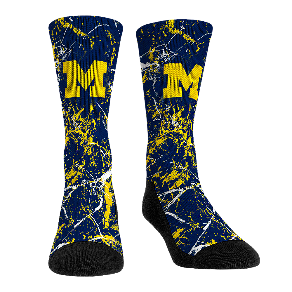 Michigan Wolverines - Cracked Marble Crew Socks