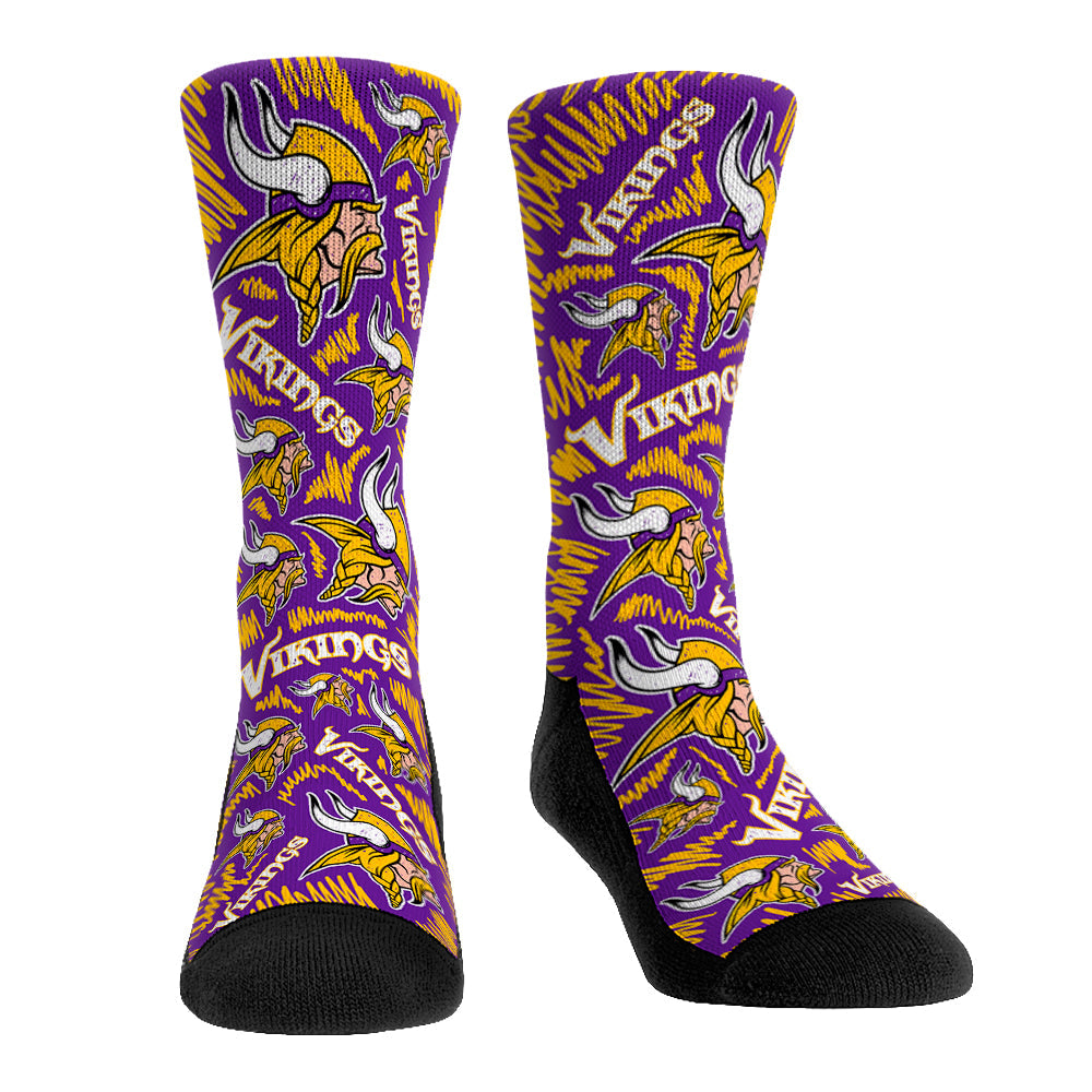 Minnesota Vikings - Logo Sketch (Purple) Crew Socks