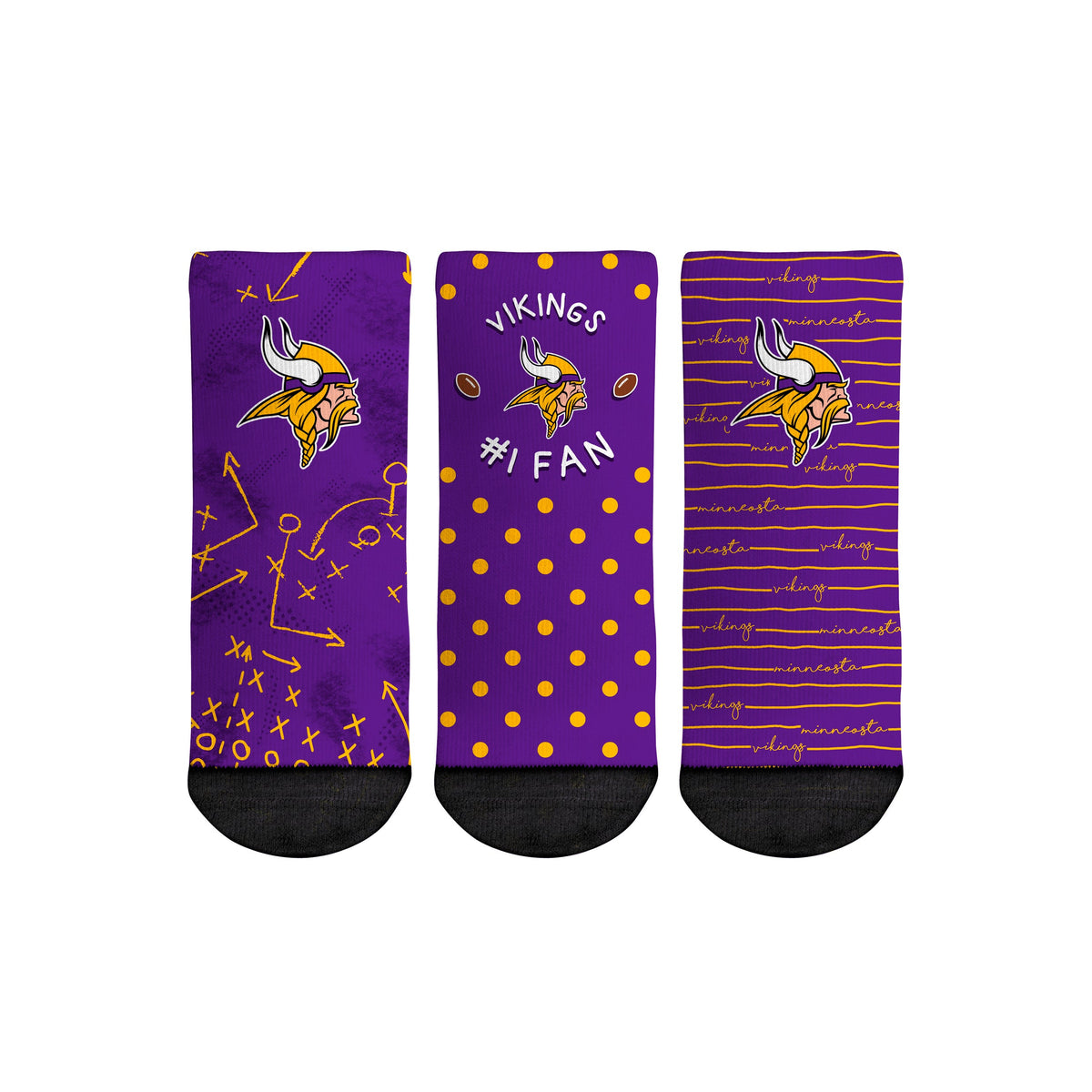 Minnesota Vikings - Number 1 Fan 3-Pack (Toddler) Socks