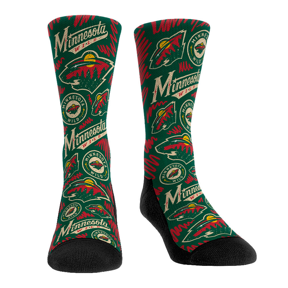 Minnesota Wild - Logo Sketch Crew Socks