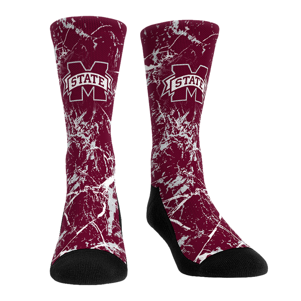 Mississippi State Bulldogs - Cracked Marble Crew Socks