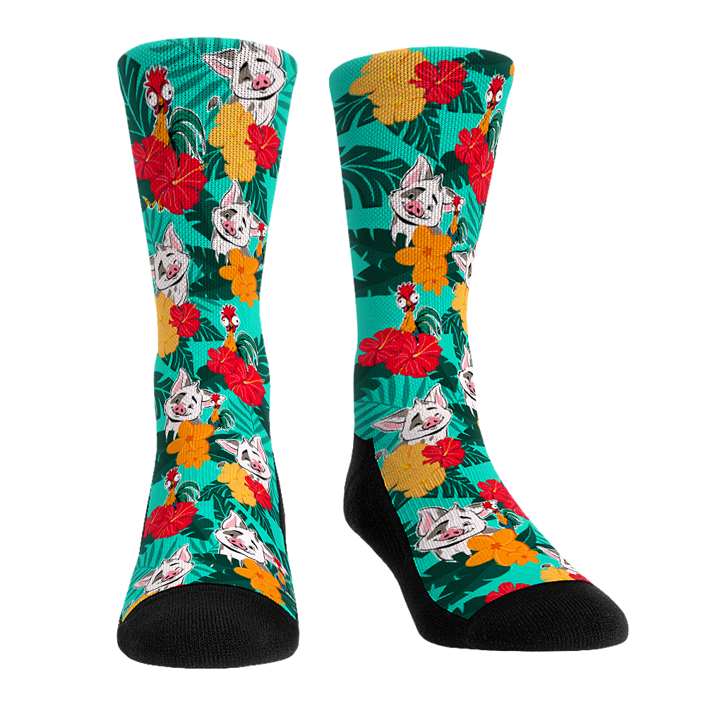 Moana 2 - Pua & Hei Hei Floral Crew Socks
