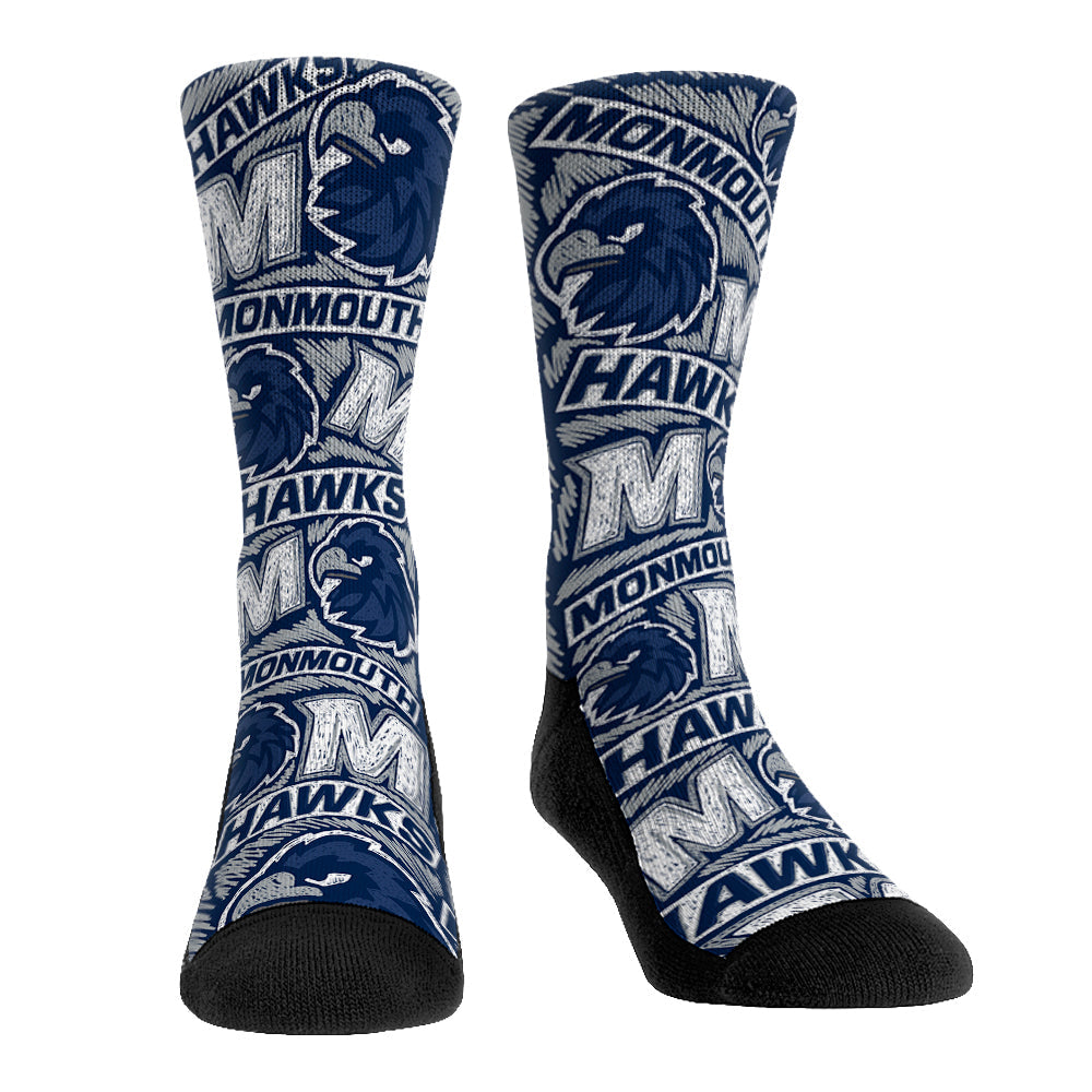 Monmouth Hawks - Logo Sketch Crew Socks