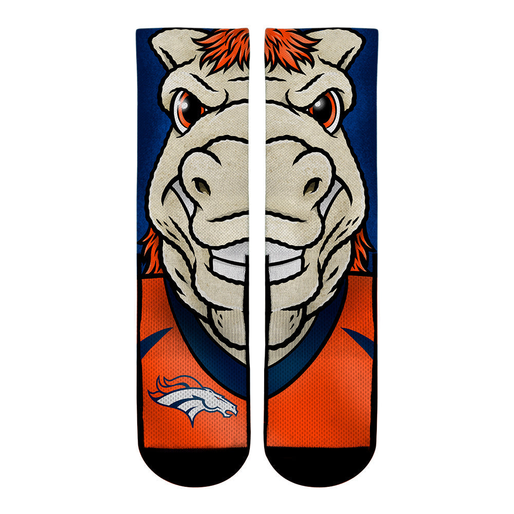 Denver Broncos - Split Face Mascot Crew Socks