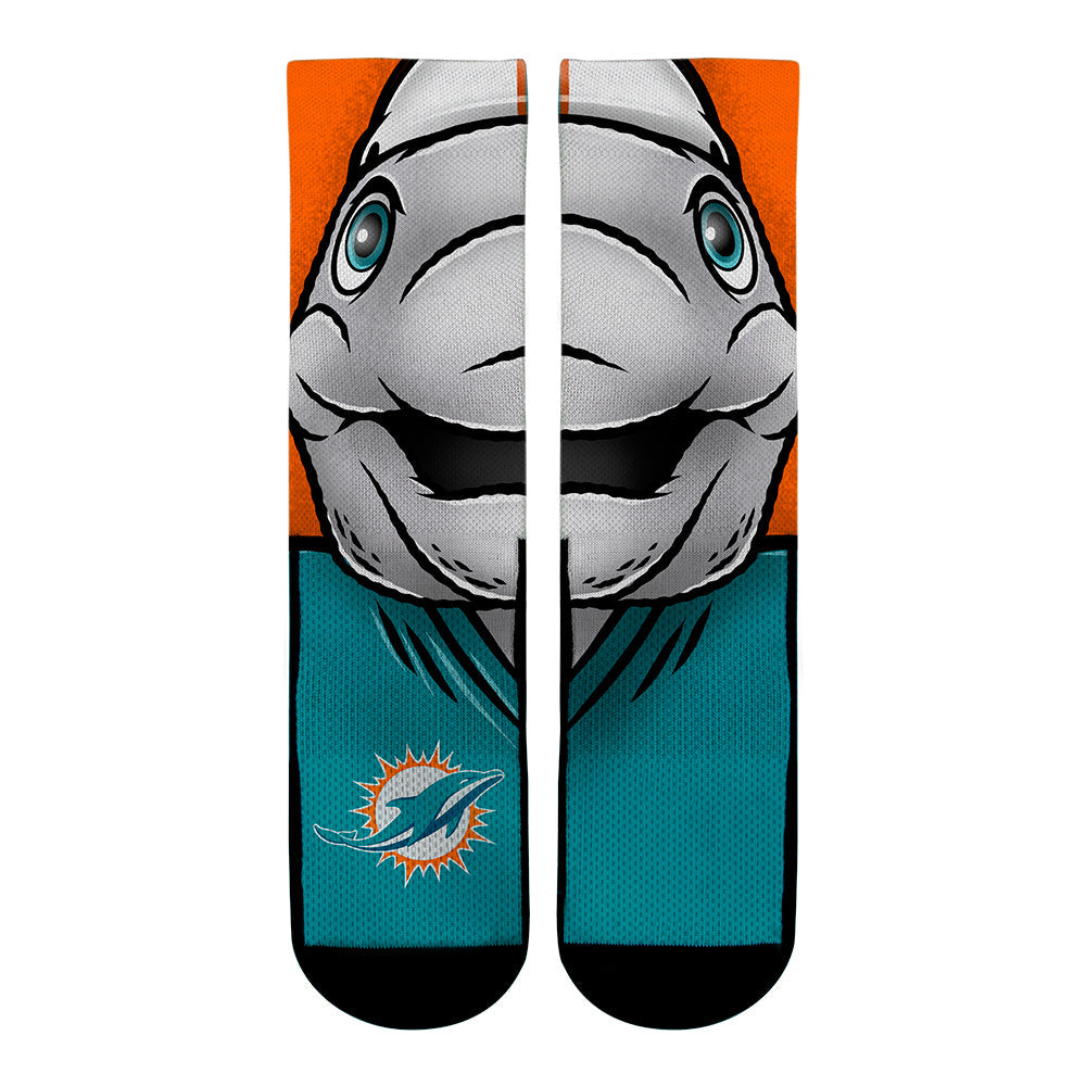 Miami Dolphins - Split Face Mascot Crew Socks