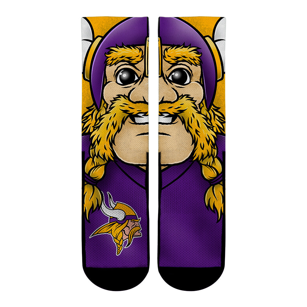 Minnesota Vikings - Split Face Mascot Crew Socks