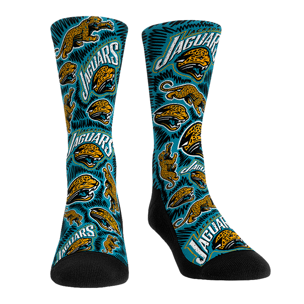 Jacksonville Jaguars - Throwback Logo Sketch Crew Socks