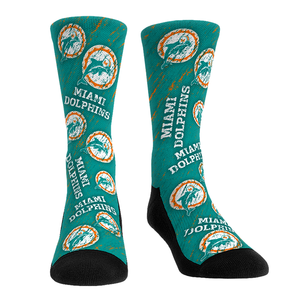 Miami Dolphins - Throwback All-Over Crew Socks
