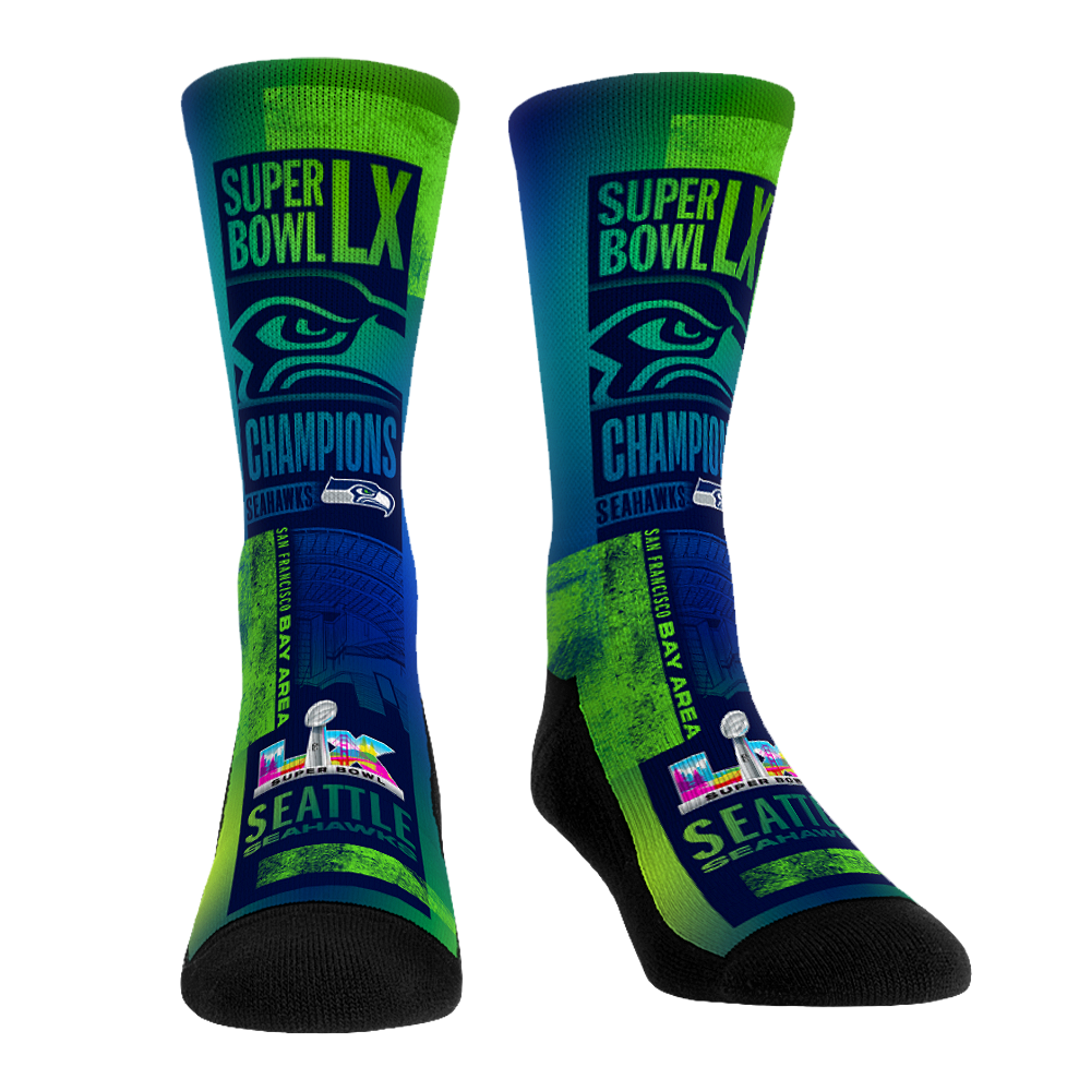 Seattle Seahawks - Super Bowl LX Champions - Ink Roll Crew Socks