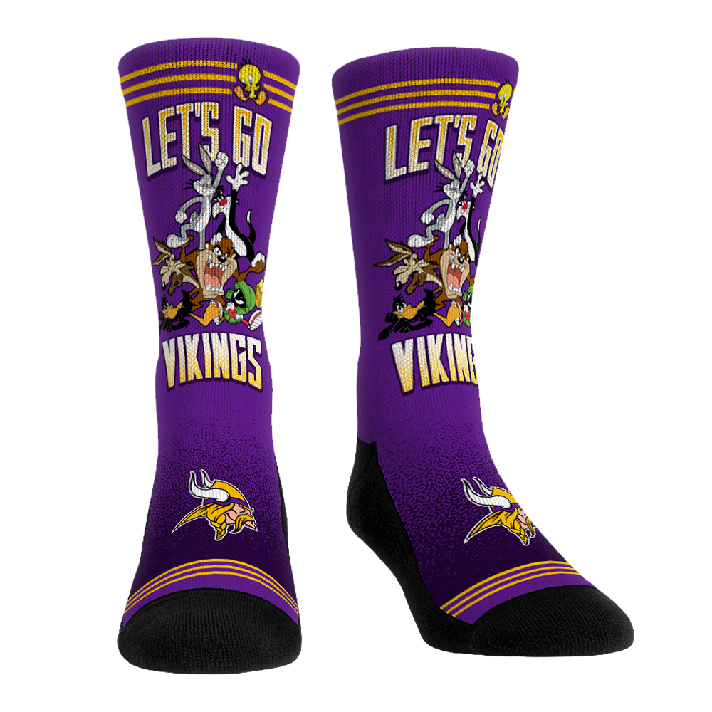 Minnesota Vikings - Looney Tunes - Team Pile Up Crew Socks