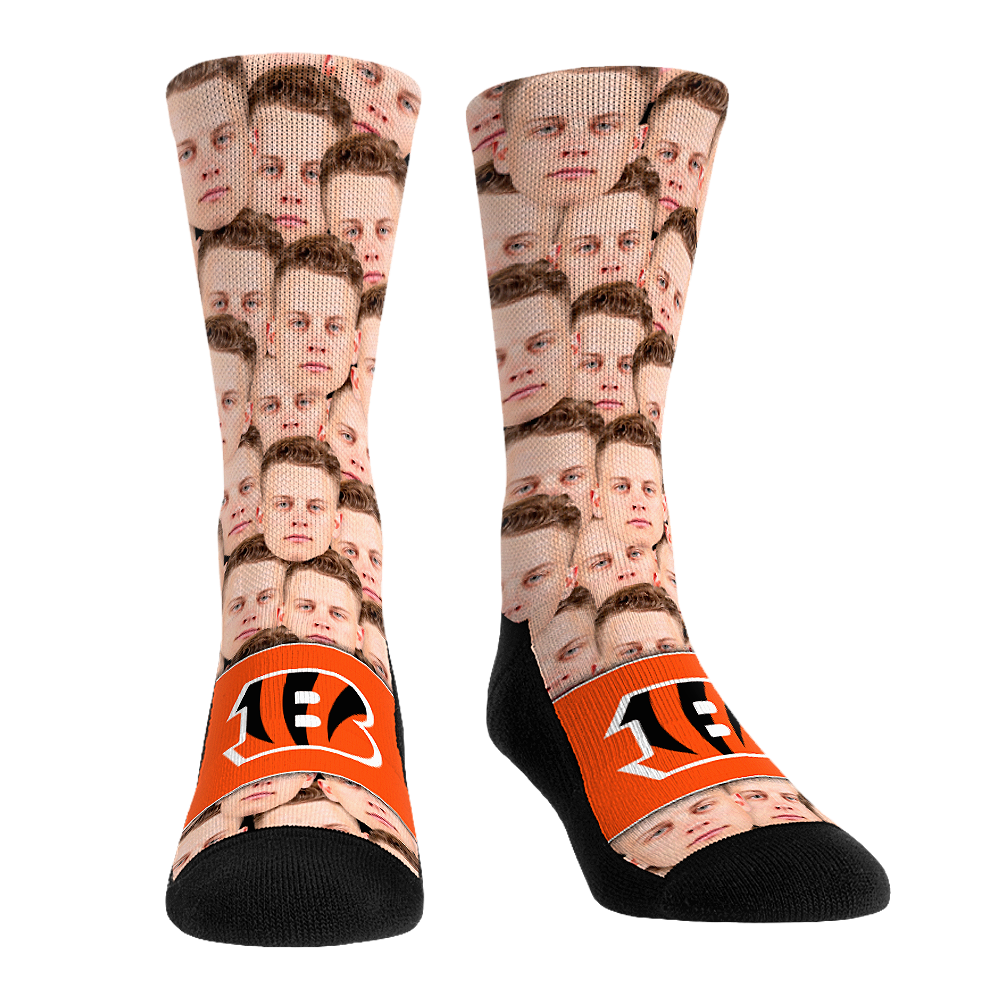 Joe Burrow - Cincinnati Bengals - Face Repeat Crew Socks