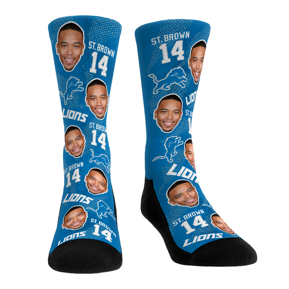 Amon-Ra St. Brown - Detroit Lions - Football Guy Crew Socks