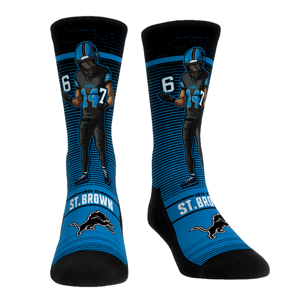 Amon-Ra St. Brown - Detroit Lions - Six Seven Crew Socks