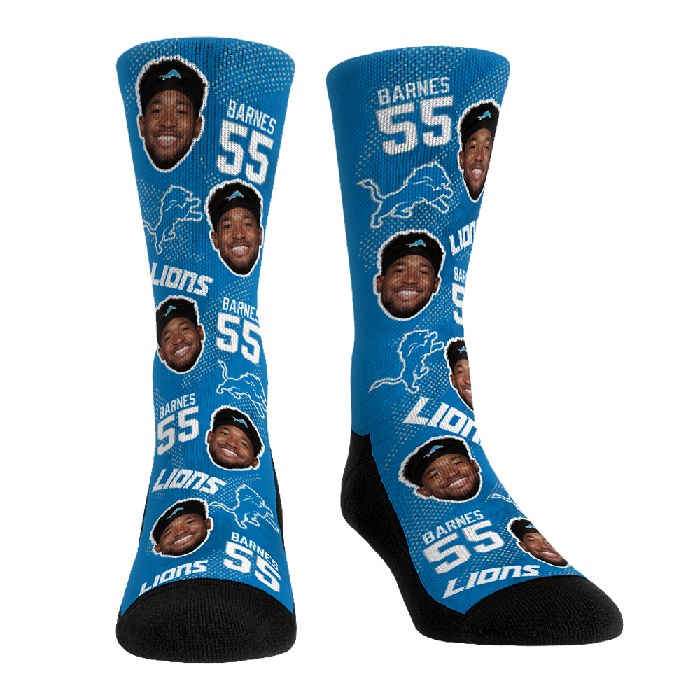 Derrick Barnes - Detroit Lions - Football Guy Crew Socks