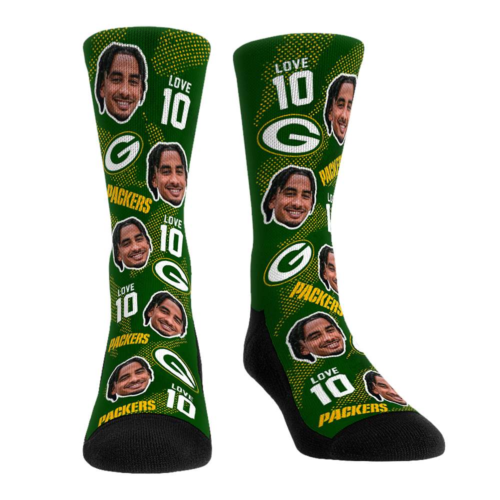 Jordan Love - Green Bay Packers - Football Guy Crew Socks