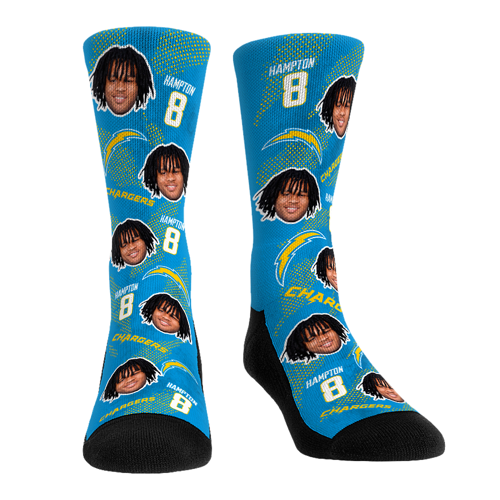 Omarion Hampton - Los Angeles Chargers - Football Guy Crew Socks