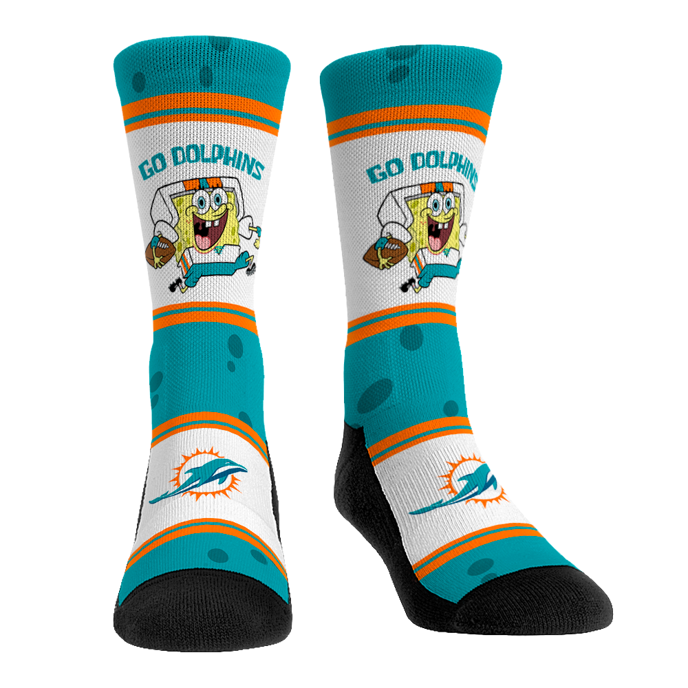 Miami Dolphins - SpongeBob SquarePants - Team Up Crew Socks