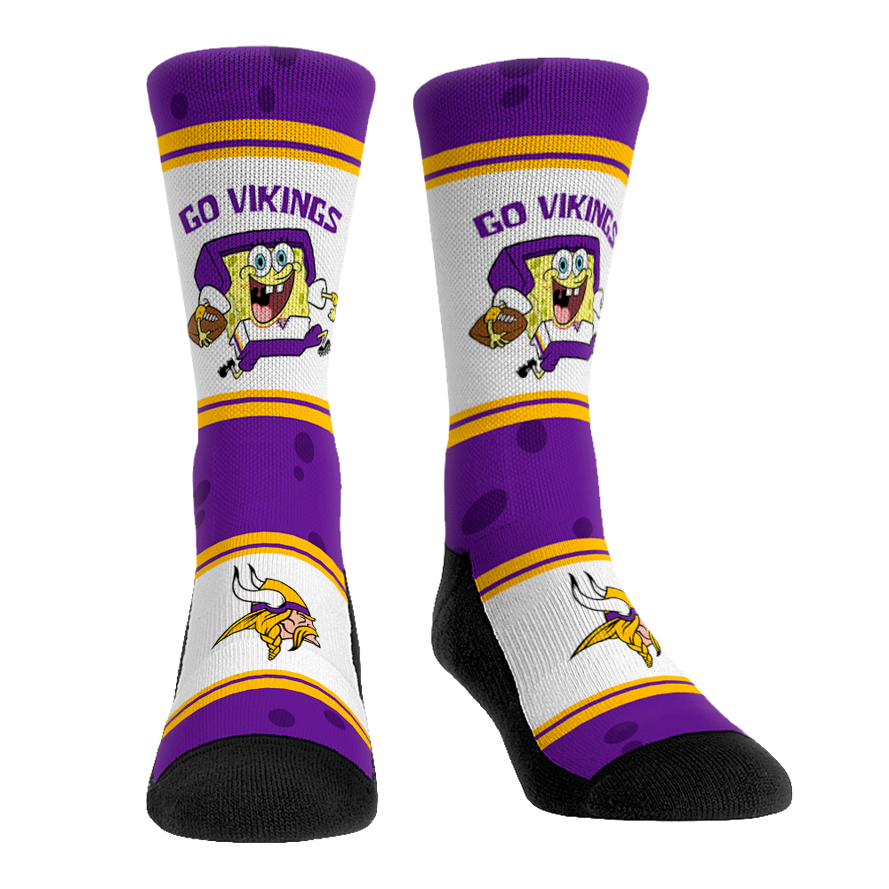 Minnesota Vikings - SpongeBob SquarePants - Team Up Crew Socks