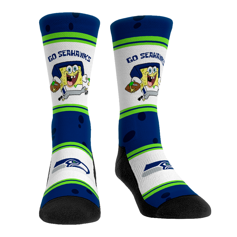 Seattle Seahawks - SpongeBob SquarePants - Team Up Crew Socks
