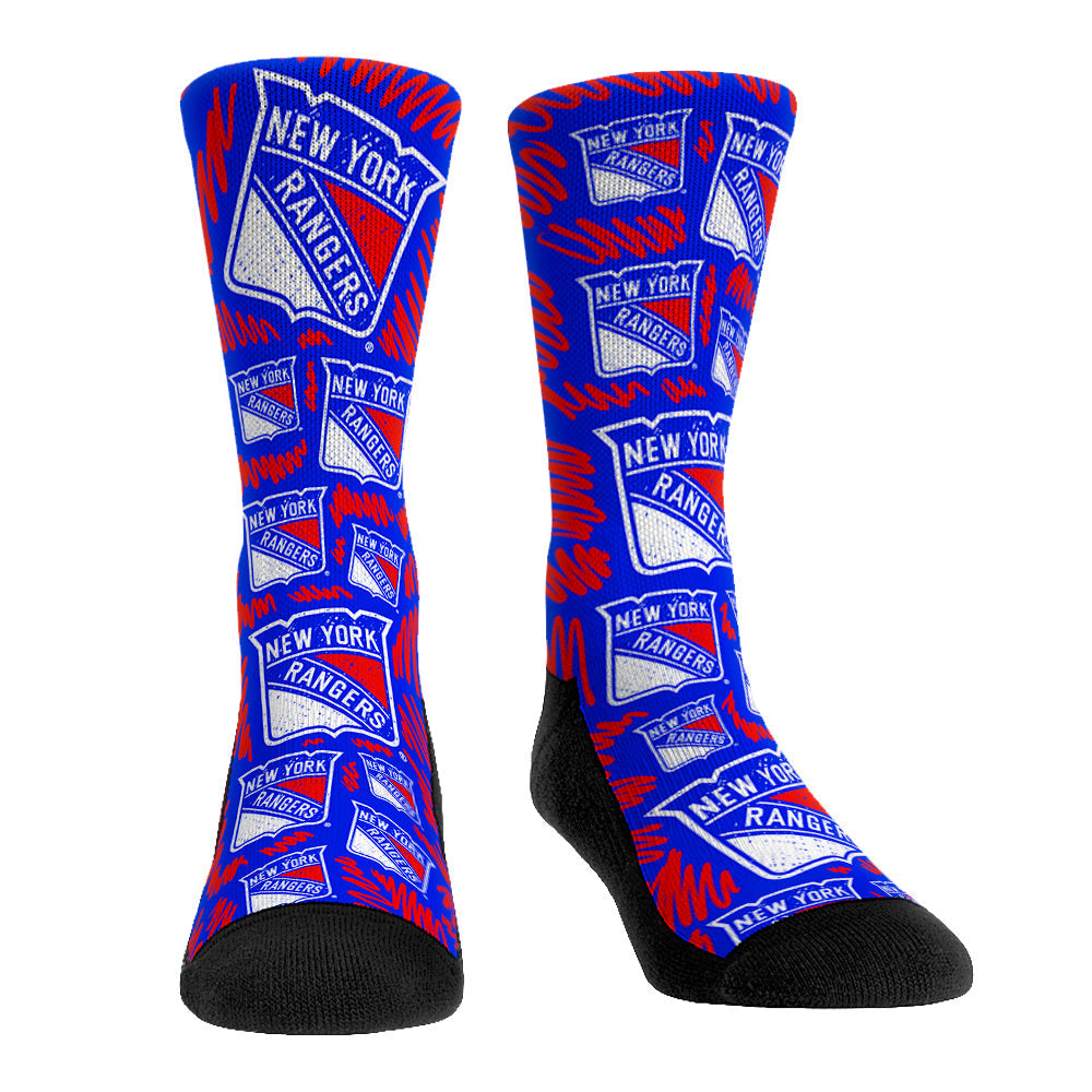 New York Rangers - Logo Sketch Crew Socks