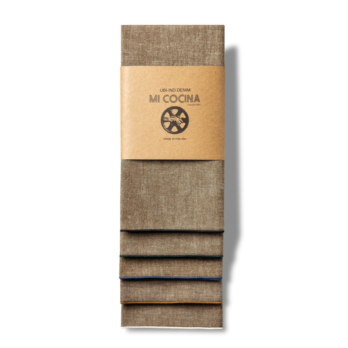 WONDERWALL ‘Maison Élégance’ Tan Chambray Napkin with Contrast Stitching