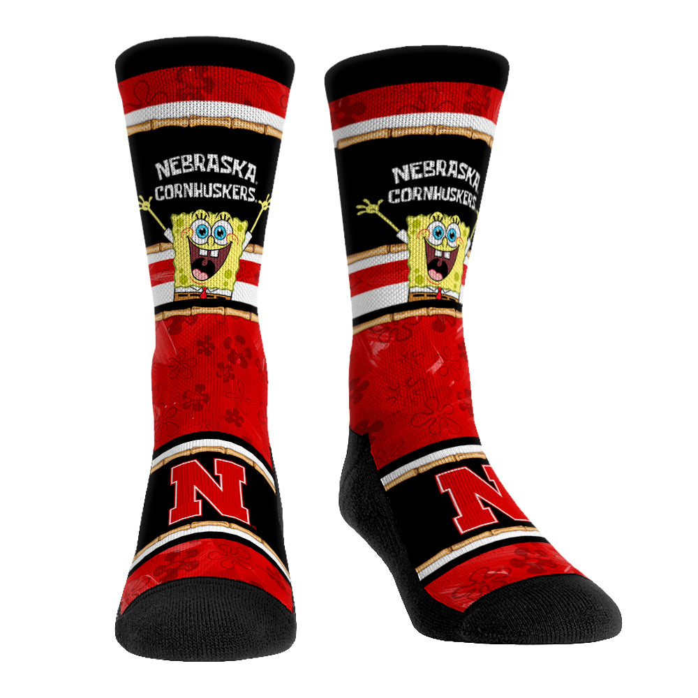 Nebraska Huskers - SpongeBob SquarePants Tiki Stripe Crew Socks