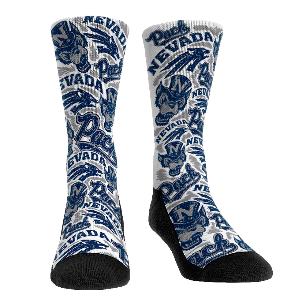 Nevada Wolf Pack - Logo Sketch Crew Socks