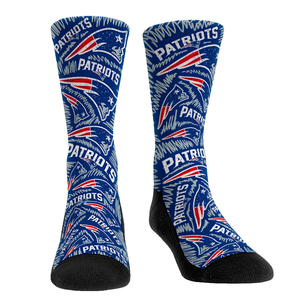 New England Patriots - Logo Sketch (Navy) Crew Socks