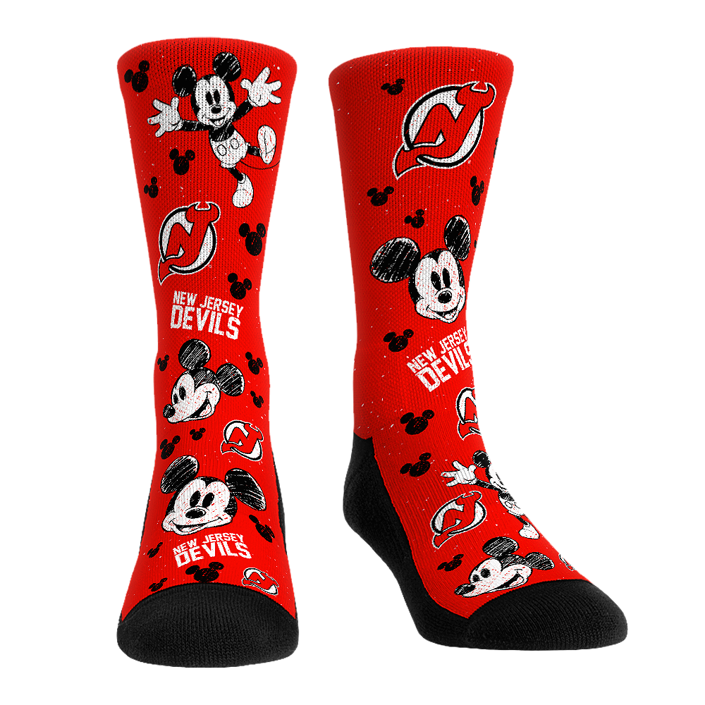 New Jersey Devils - Disney - Mickey Sketch Crew Socks