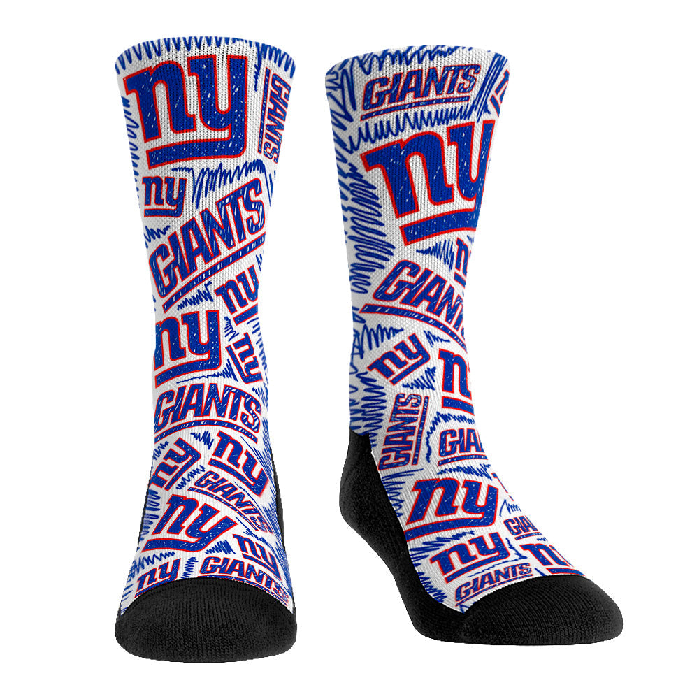 New York Giants - Logo Sketch (White) Crew Socks