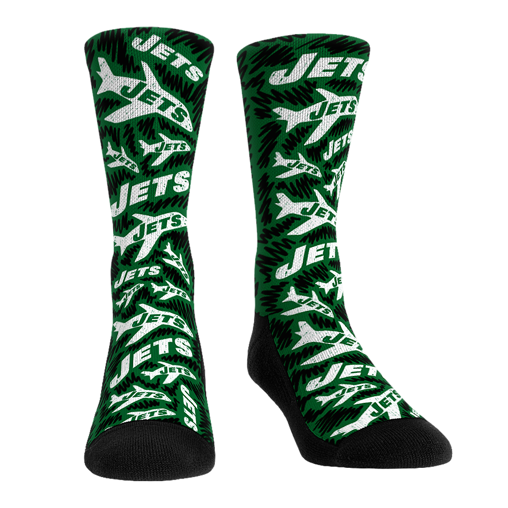 New York Jets - Throwback Logo Sketch Crew Socks