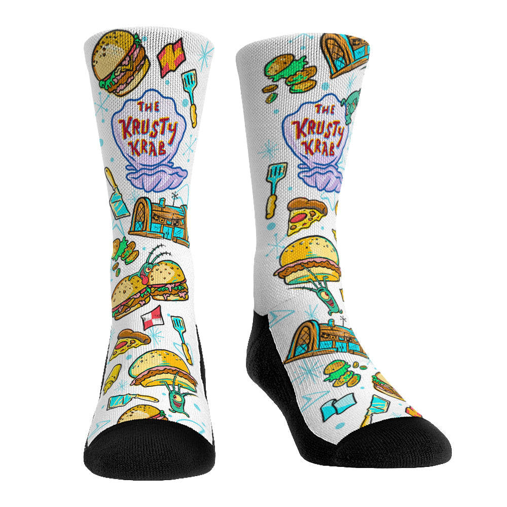 SpongeBob SquarePants - Krusty Krab - All-Over Icons Crew Socks