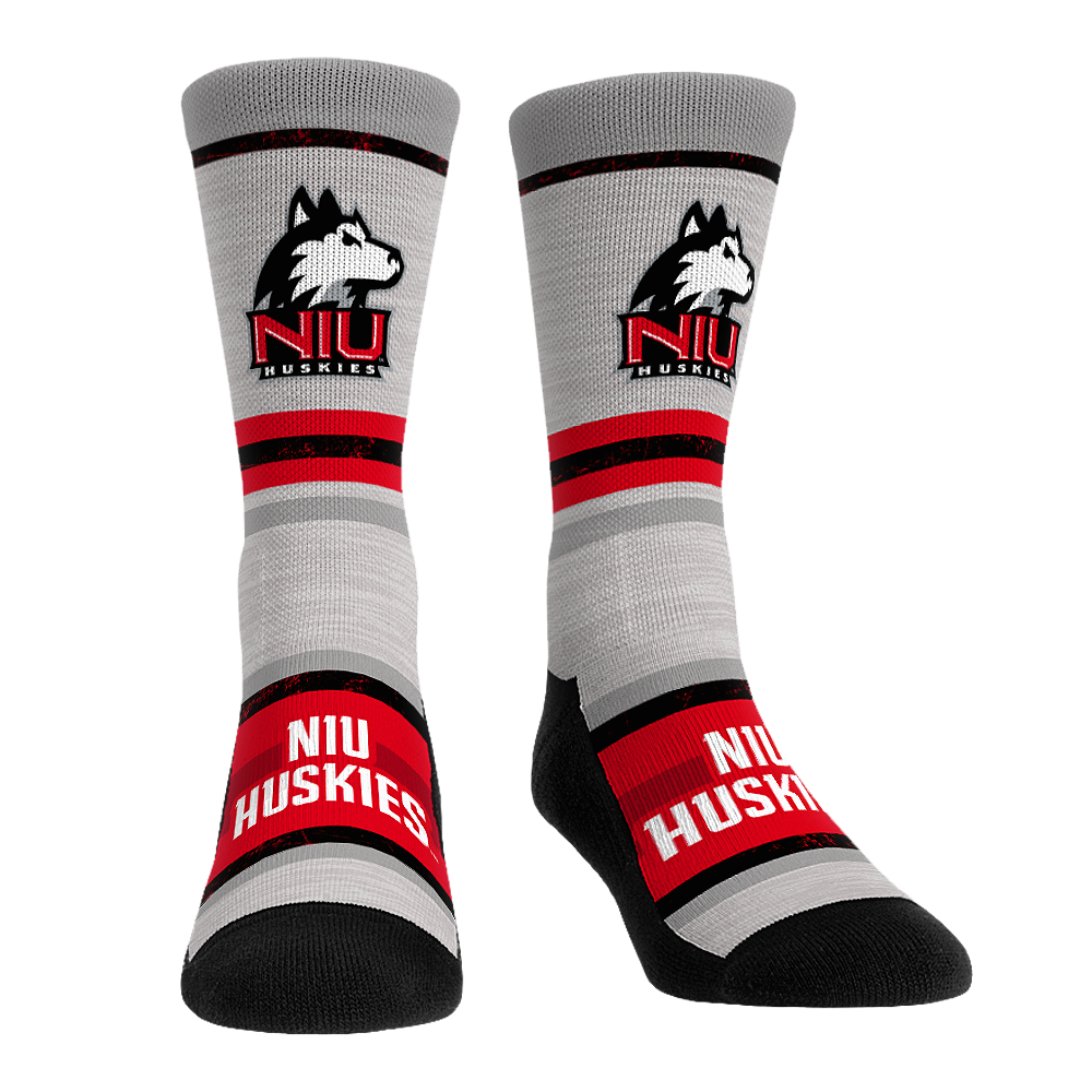 Northern Illinois Huskies - Cool Grey Block Crew Socks