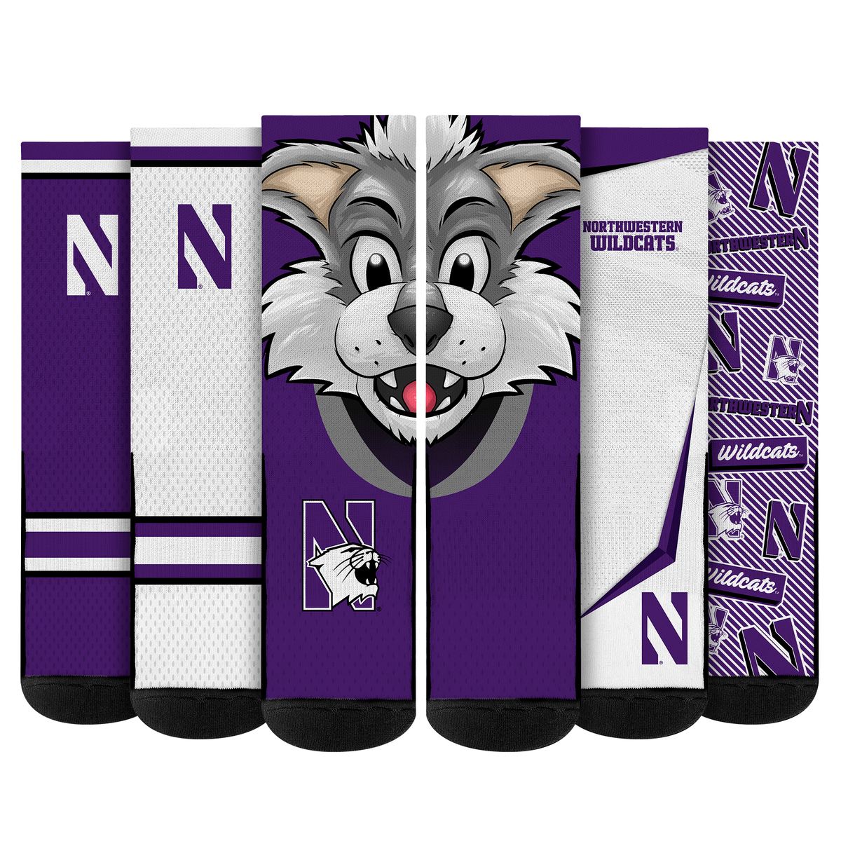 Northwestern Wildcats - Super Fan Crew Socks 5-Pack