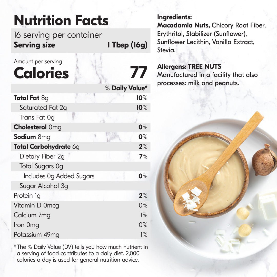 Macadamia Nut Butter White Chocolate Flavor (1 Flavor, 1 Jar)