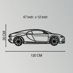 WONDERWALL 'L’Atelier Fun Collection' Bugatti Chiron Metal Car Wall Art with Rotating Wheels - Ultimate Hypercar Silhouette Decor - Interactive Automotive Wall Art - KAFMEKA116