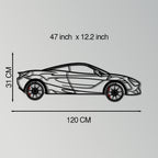 WONDERWALL 'L’Atelier Fun Collection' McLaren 720S Metal Car Wall Art with Rotating Wheels - British Supercar Silhouette - Interactive Automotive Wall Decor - KAFMEKA149