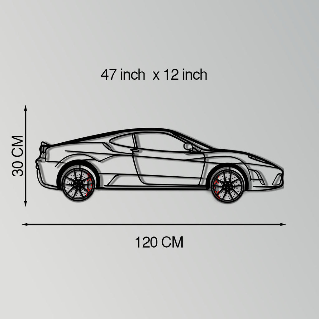 WONDERWALL 'L’Atelier Fun Collection' Ferrari F430 Scuderia Metal Car Wall Art with Rotating Wheels - Track-Focused V8 Silhouette - Interactive Automotive Wall Art - KAFMEKA133