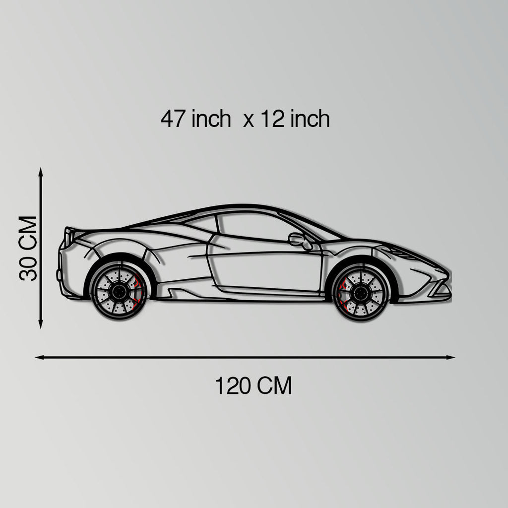 WONDERWALL 'L’Atelier Fun Collection' Ferrari 458 Speciale Metal Car Wall Art with Rotating Wheels - Track-Focused V8 Silhouette - Interactive Automotive Wall Decor - KAFMEKA125