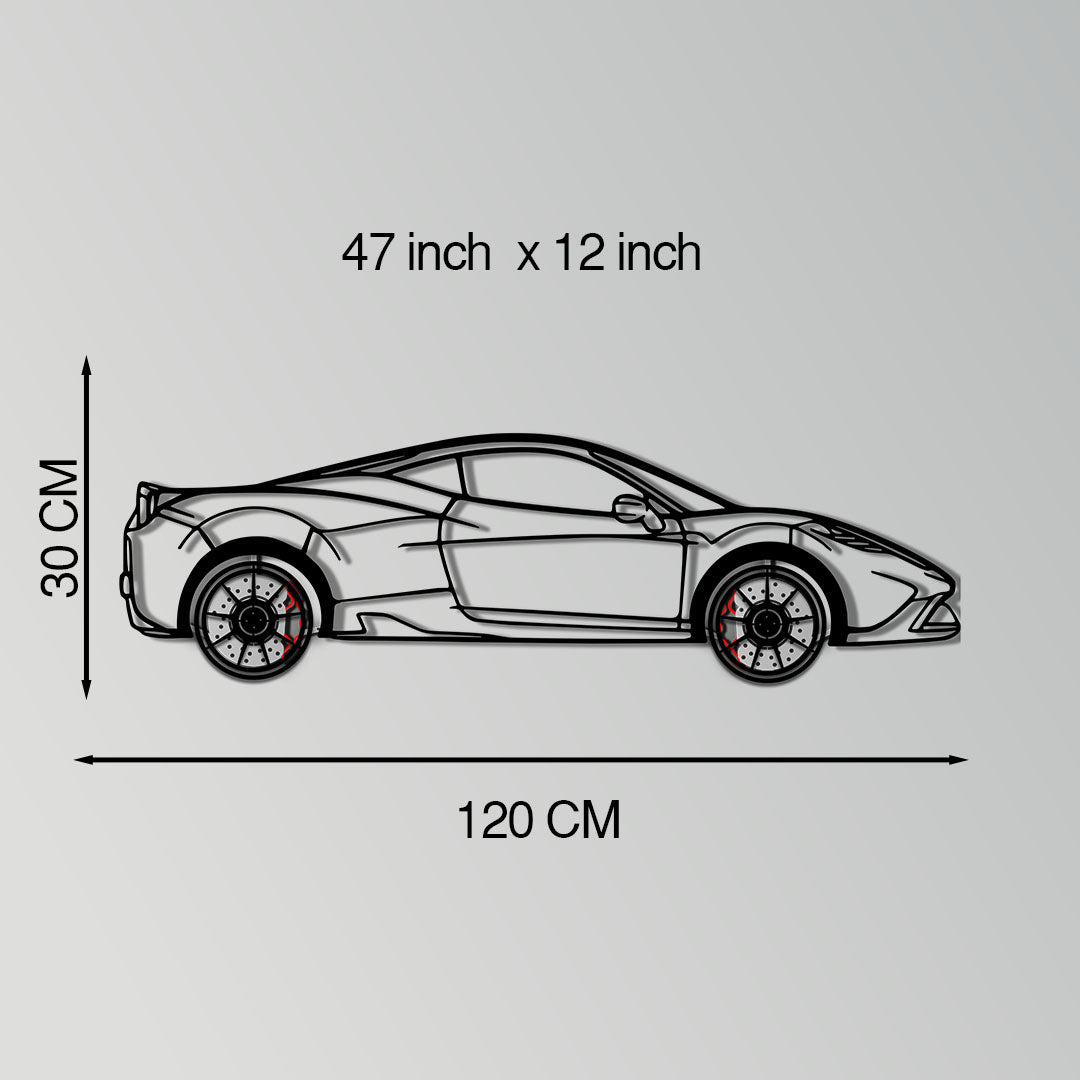 WONDERWALL 'L’Atelier Fun Collection' Ferrari 458 Speciale Metal Car Wall Art with Rotating Wheels - Track-Focused V8 Silhouette - Interactive Automotive Wall Decor - KAFMEKA125